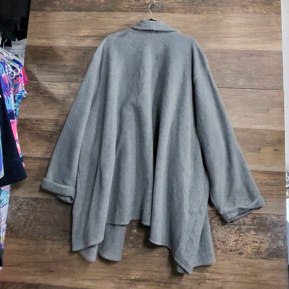 Woman Within Gray Fleece Open Front Cardigan size 6X Plus - Picture 12 of 12